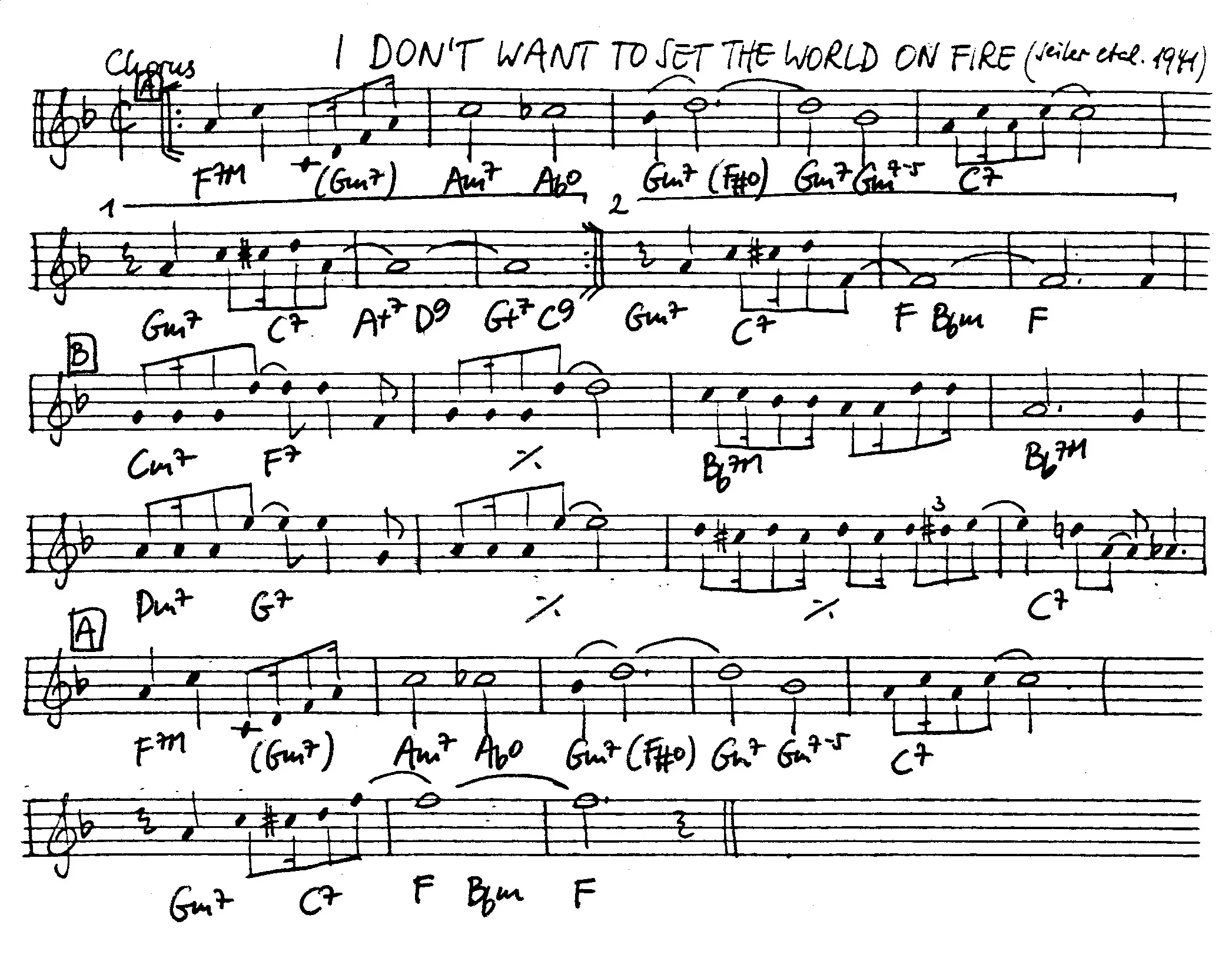 i don't want to set the world on fire free jazz leadsheet - Courtesy of the Jungle Jazz Band